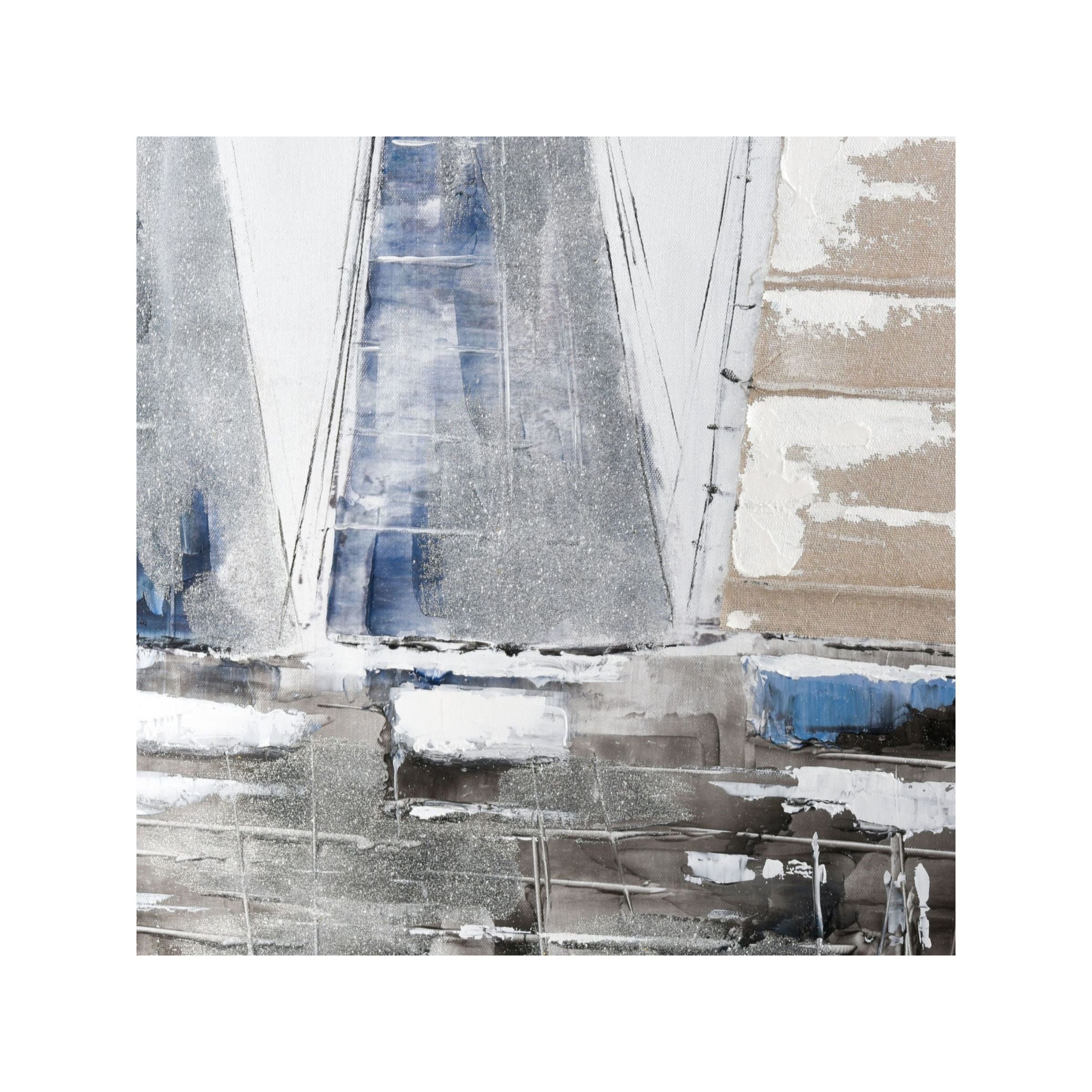 Blue and Grey Sailboats Framed Wall Art 40"W x 40"H