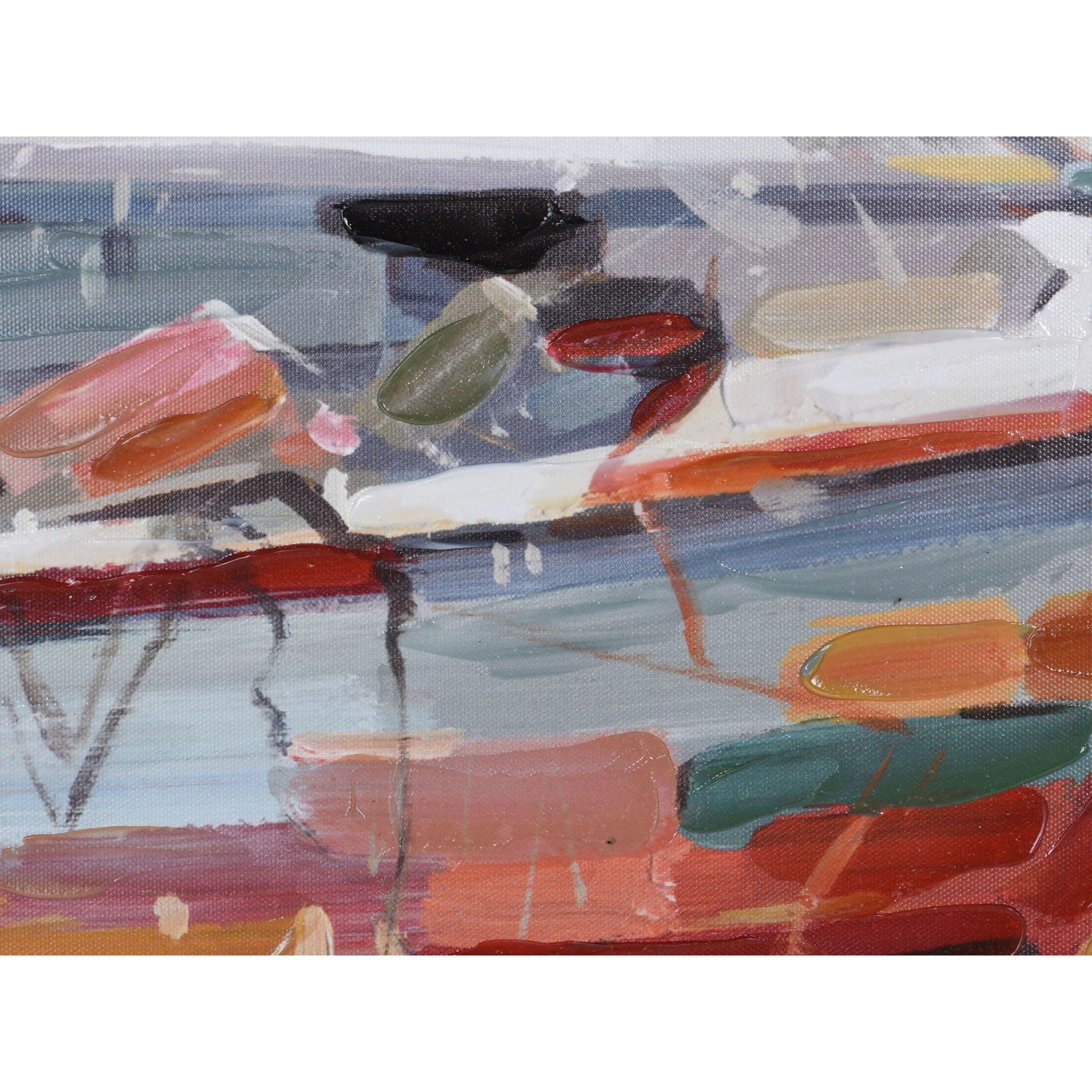 Multi-Colored Boats At The Pier Canvas Print 60"W x 20"H
