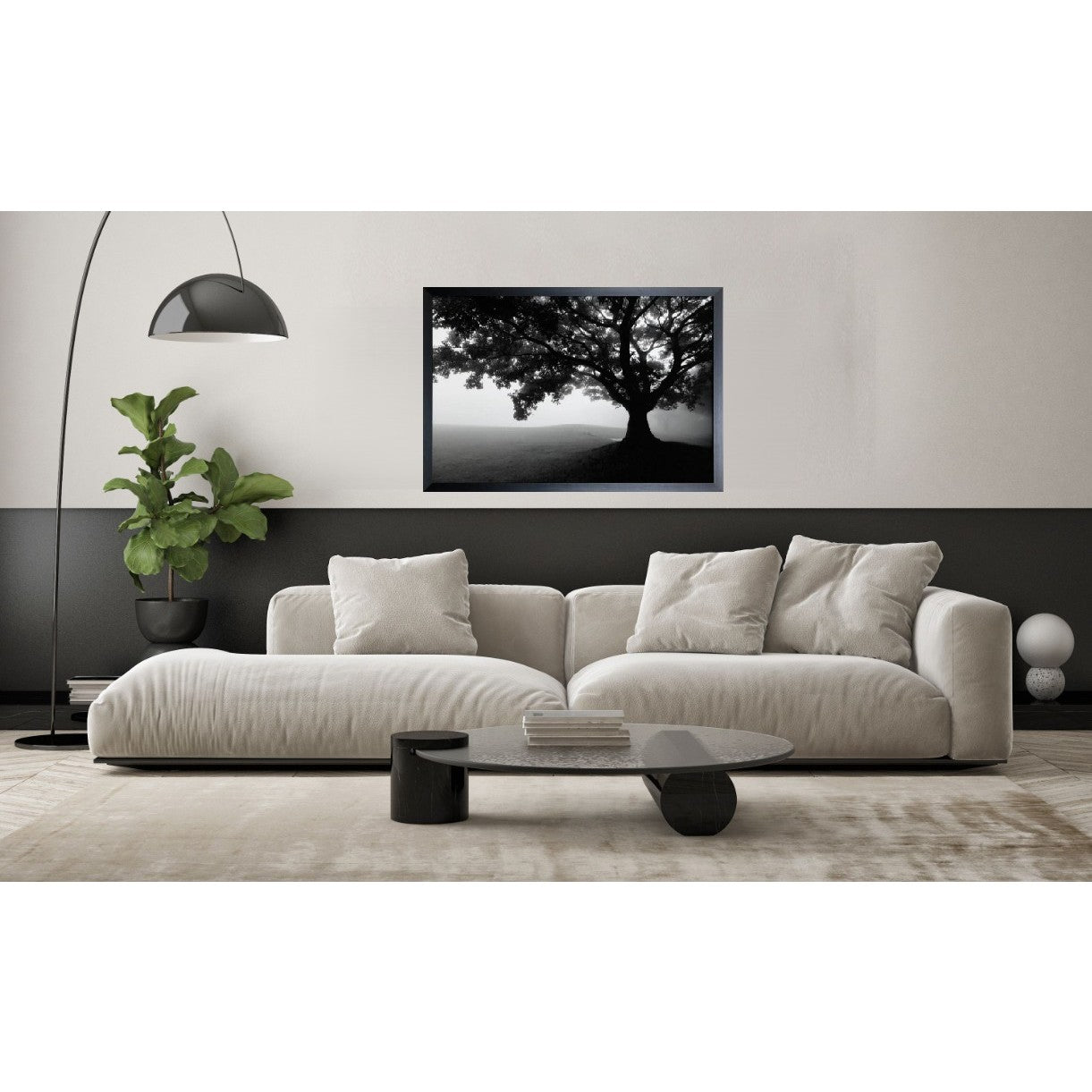 Black and White Tree Framed Print Under Glass 39"W x 27"H