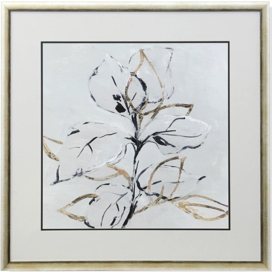 Cream, Black, and Gold Flower I Framed Print 35"W x 35"H