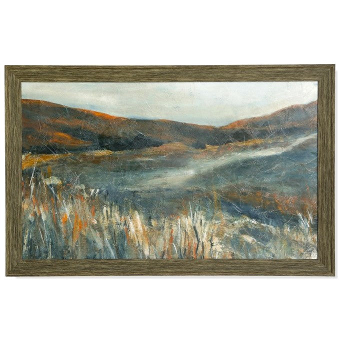 Green, Tan, and Red Hills Textured Framed Print 55.5"W x 35.5"H