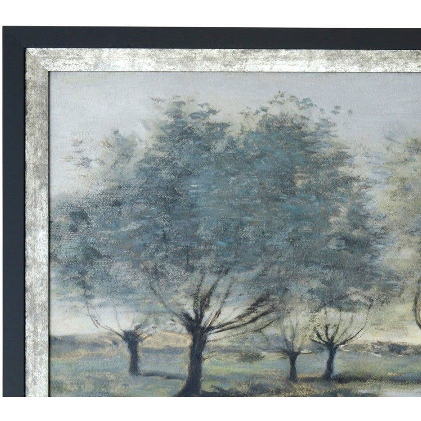 Blue and Green Trees By Water Framed Print 53.5"W x 29.5"H