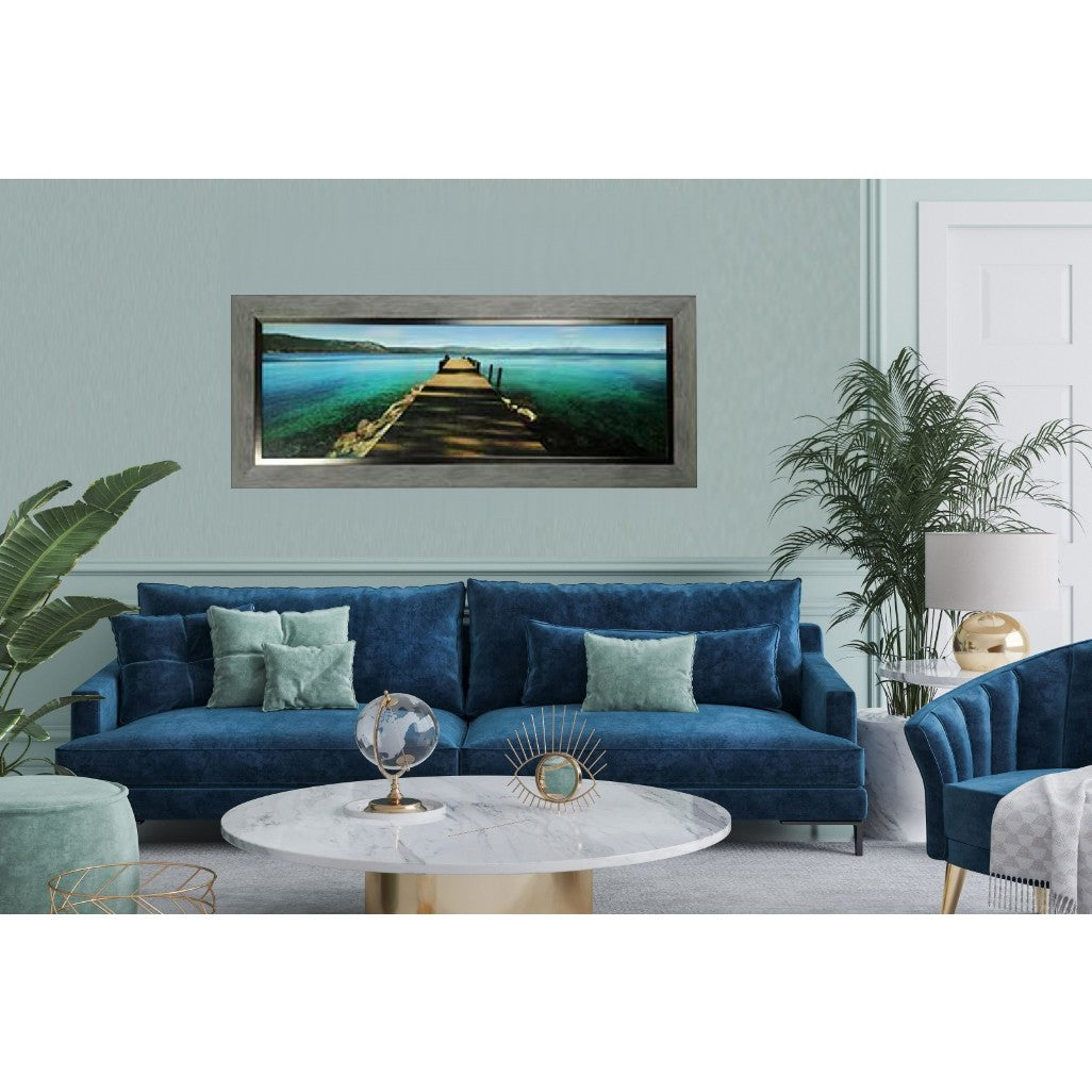 Hues of Blue Framed Art 56"W x 24"H