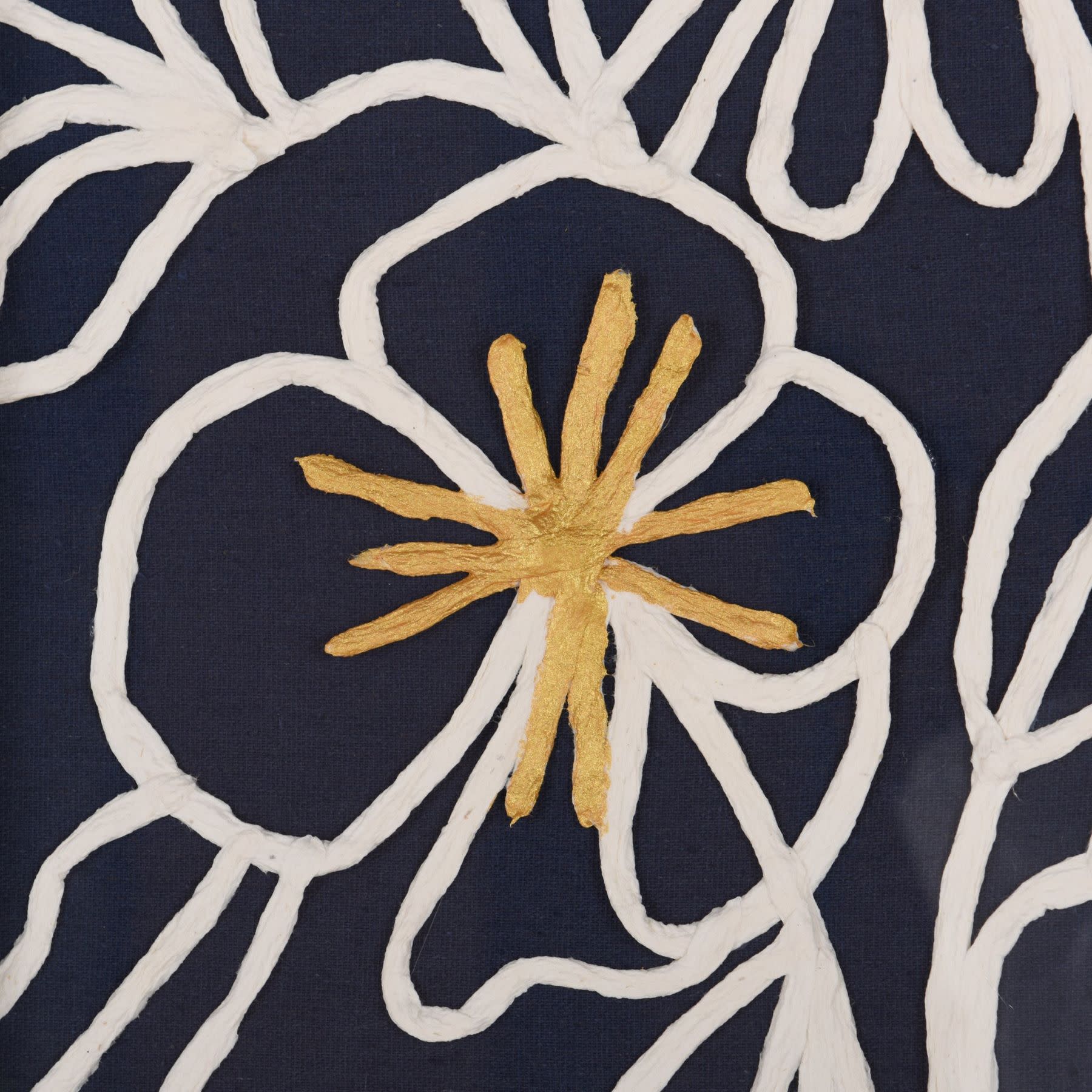 Blue Floral I Framed Textile 20x28"H