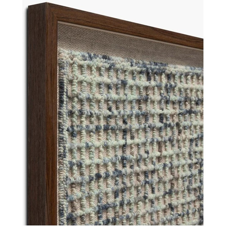 Blue and Tan Framed Textile 53"W x 35"H