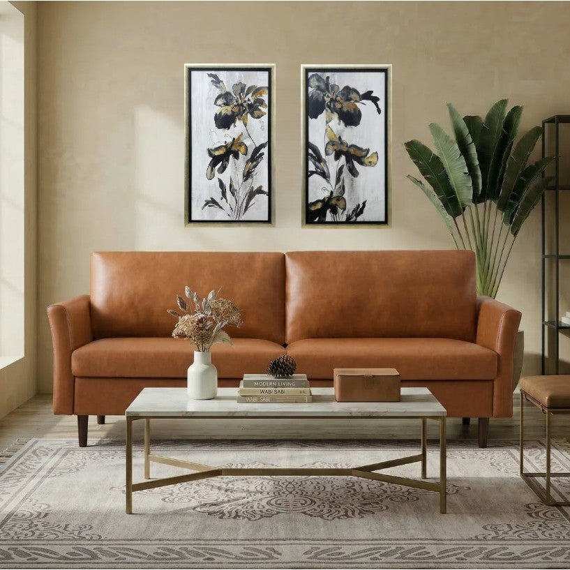 Black and Rust Floral I Textured Framed Print 22.5"W x 40.5"H