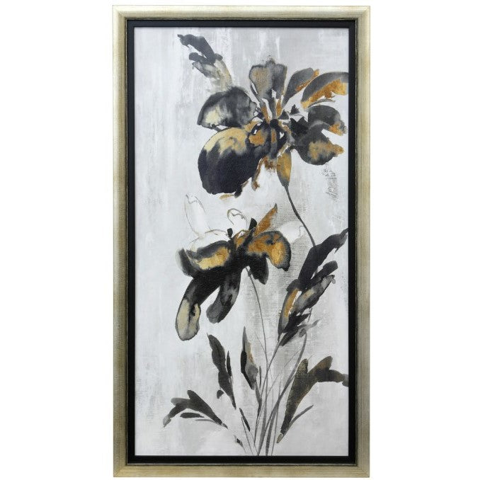 Black and Rust Floral II Textured Framed Print 22.5"W x 40.5"H