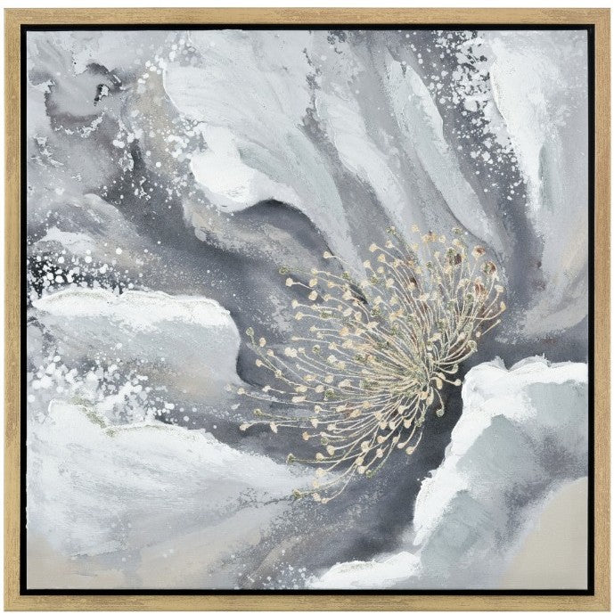 Grey and Gold Bloom I Framed Wall Art 24"W x 24"H