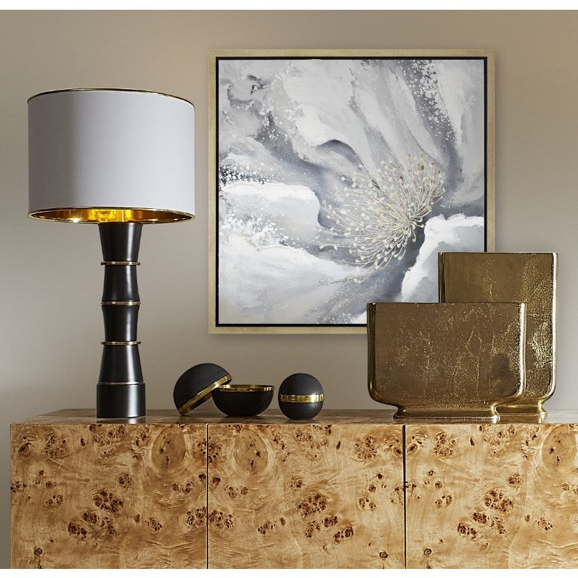Grey and Gold Bloom I Framed Wall Art 24"W x 24"H