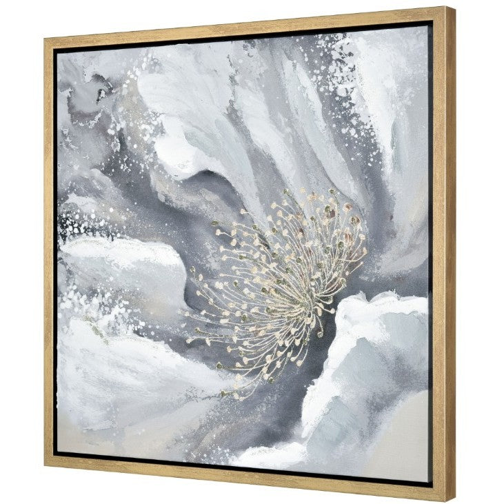 Grey and Gold Bloom I Framed Wall Art 24"W x 24"H