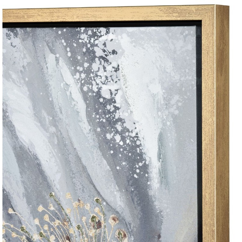 Grey and Gold Bloom I Framed Wall Art 24"W x 24"H