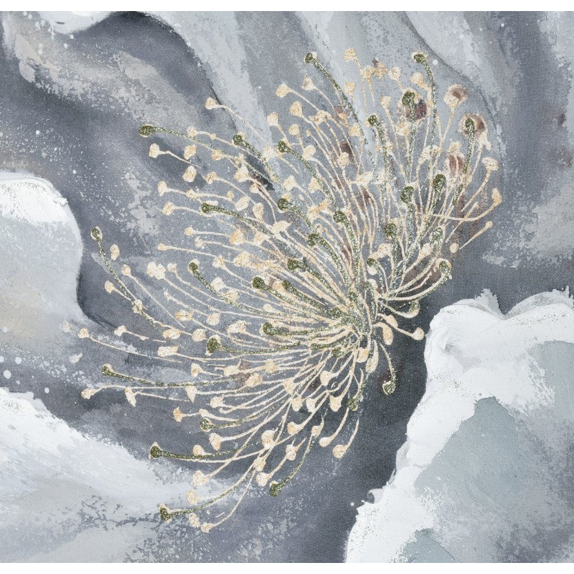 Grey and Gold Bloom I Framed Wall Art 24"W x 24"H