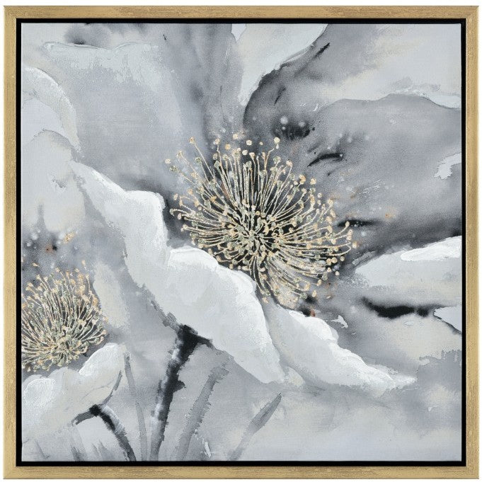 Grey and Gold Bloom II Framed Wall Art 24"W x 24"H