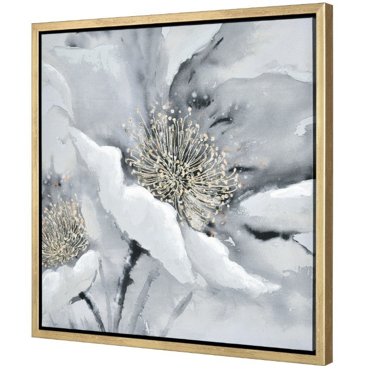 Grey and Gold Bloom II Framed Wall Art 24"W x 24"H