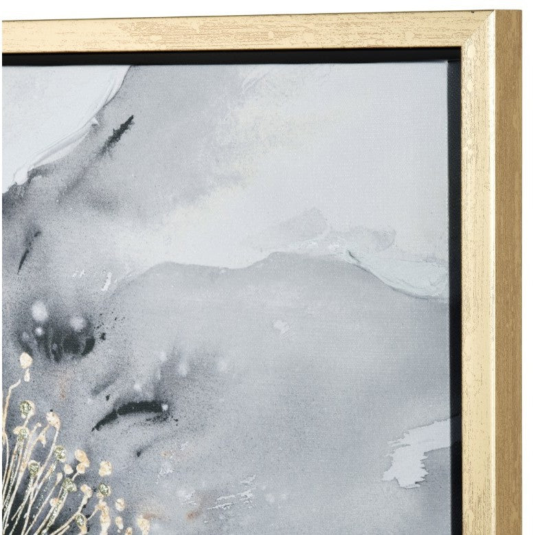 Grey and Gold Bloom II Framed Wall Art 24"W x 24"H