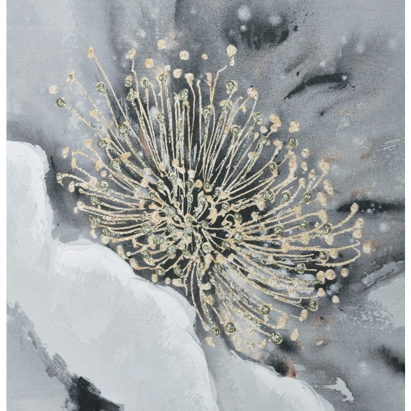 Grey and Gold Bloom II Framed Wall Art 24"W x 24"H