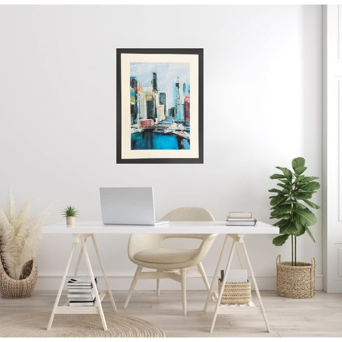 Chicago Riverview Framed Art 30"W x 40"H