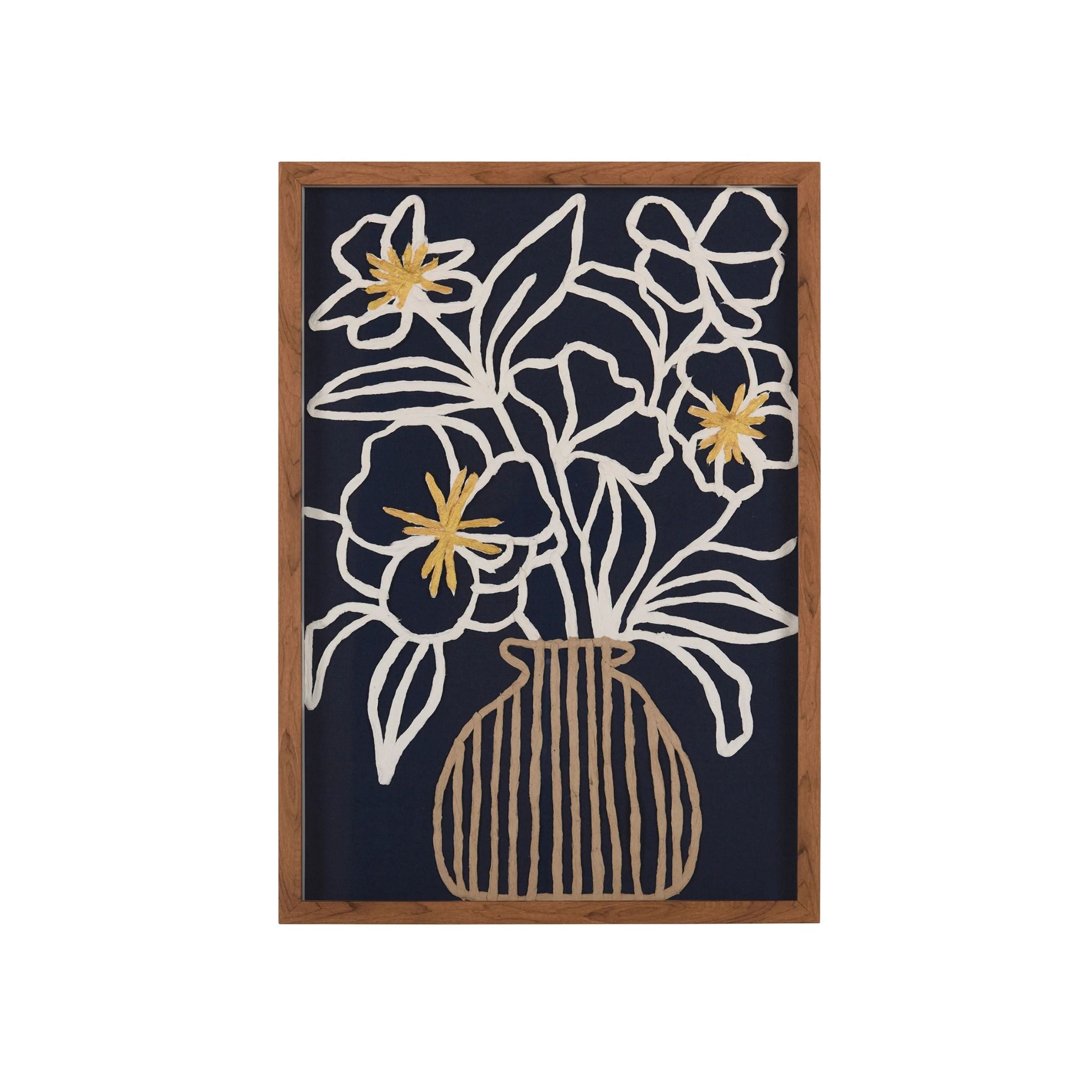 Blue Floral II Framed Textile 20x28"H