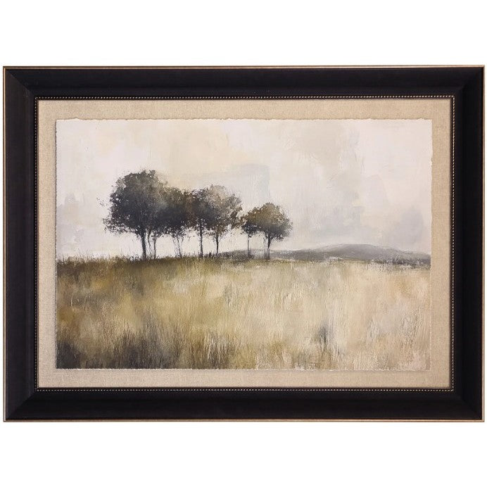 Trees In A Field Framed Print Under Glass 42"W x 30"H