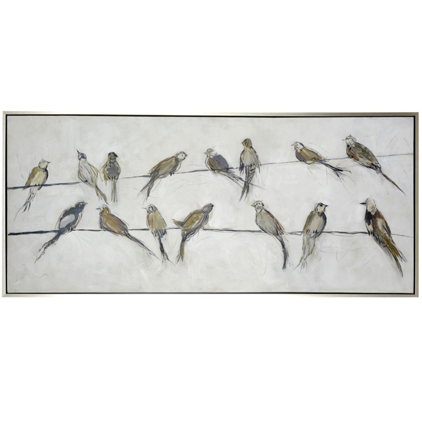 Birds On A Wire Framed Canvas Art 70"L x 30"H