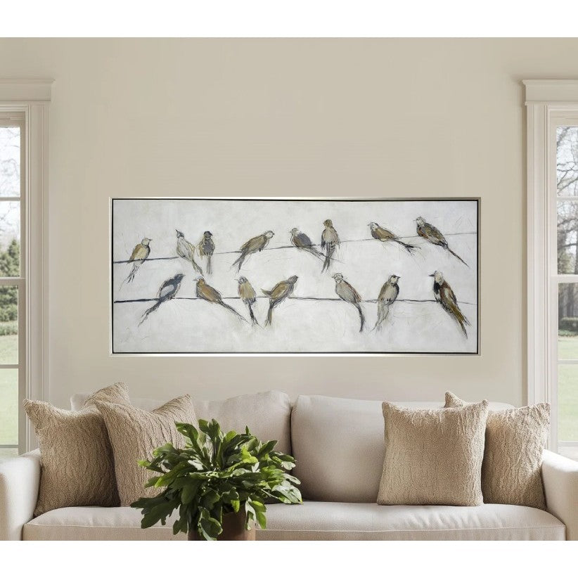 Birds On A Wire Framed Canvas Art 70"L x 30"H