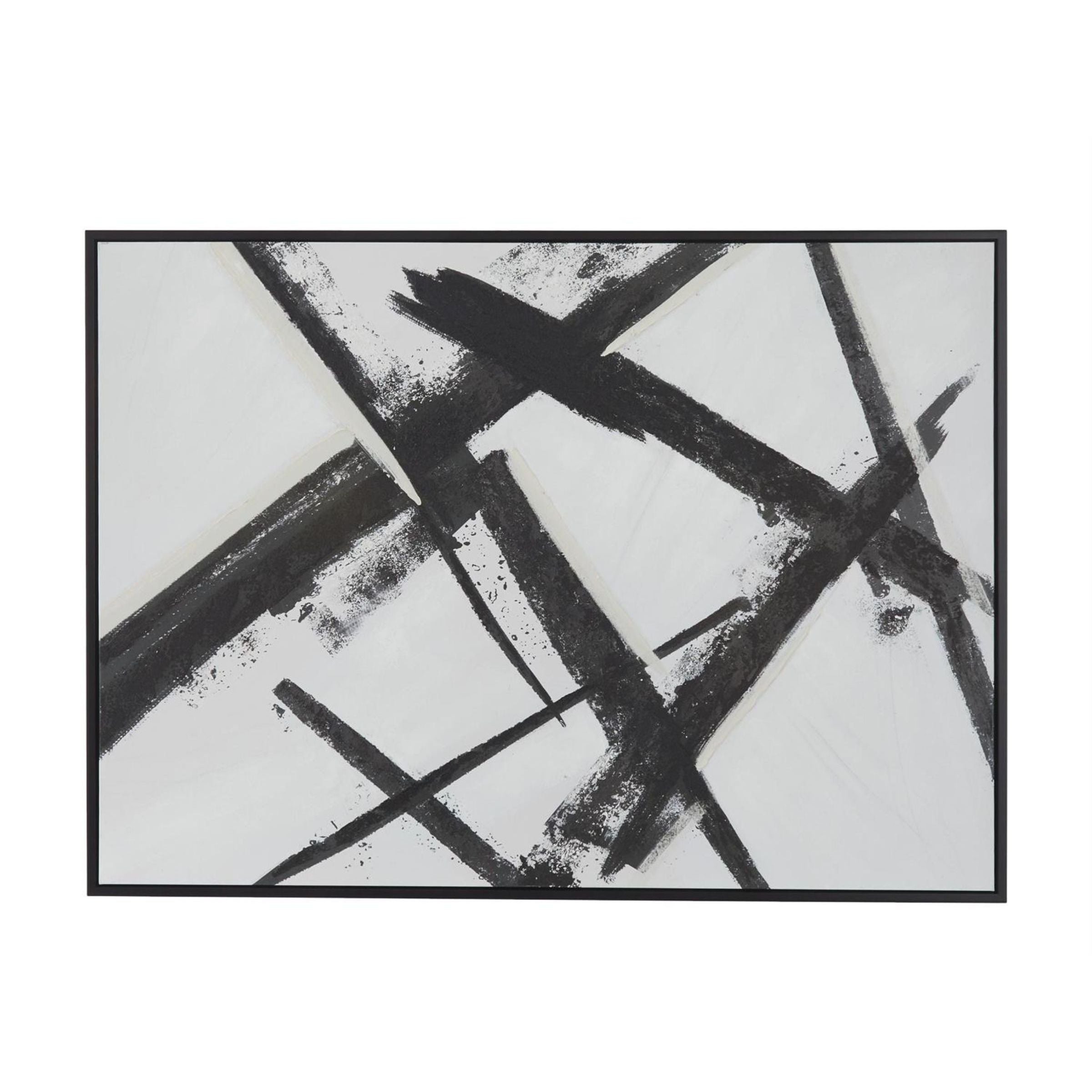 Black Lines Framed Art 65"W x 48"H
