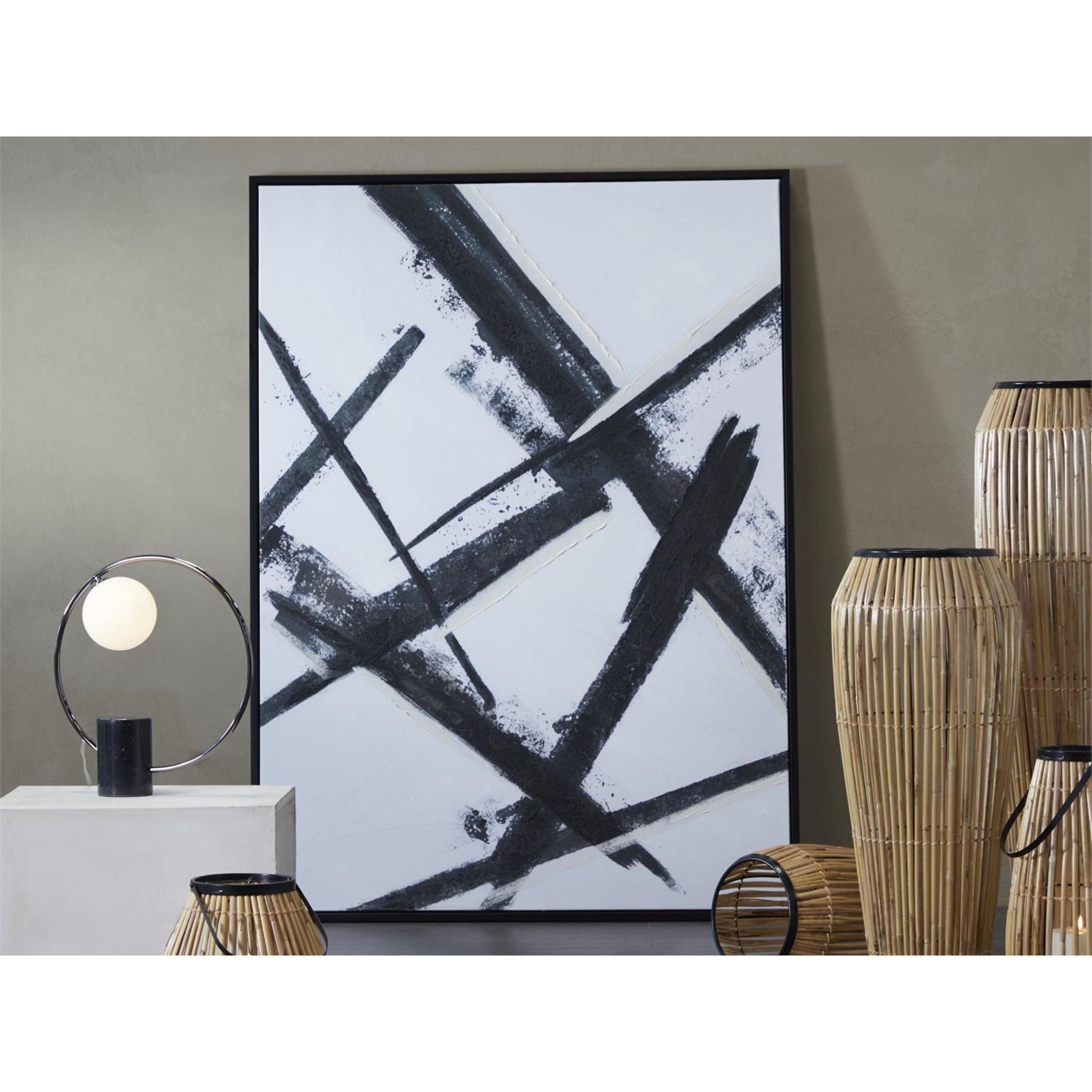 Black Lines Framed Art 65"W x 48"H