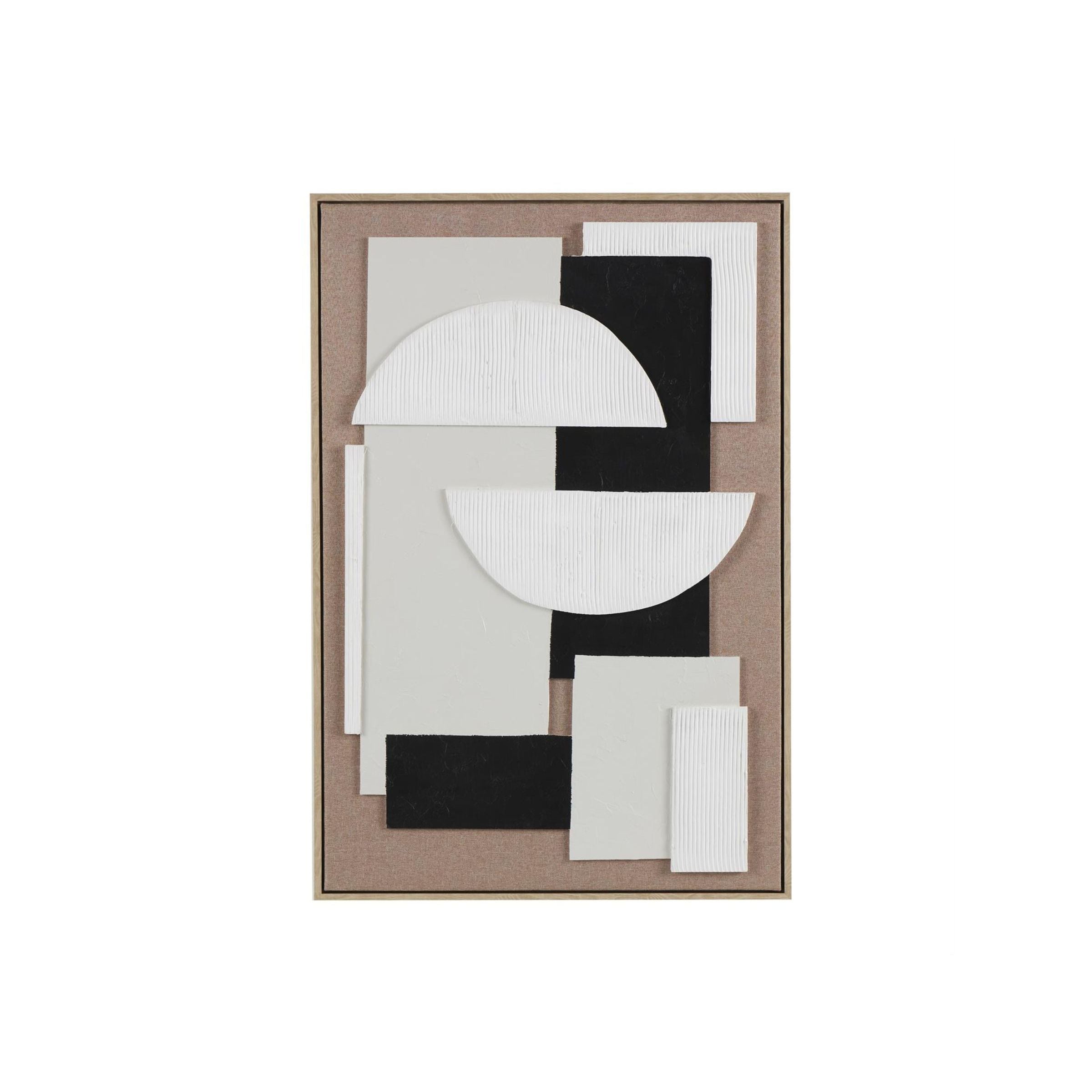 Black, White, and Tan Geo II Framed Wall Art 25"W x 37"H