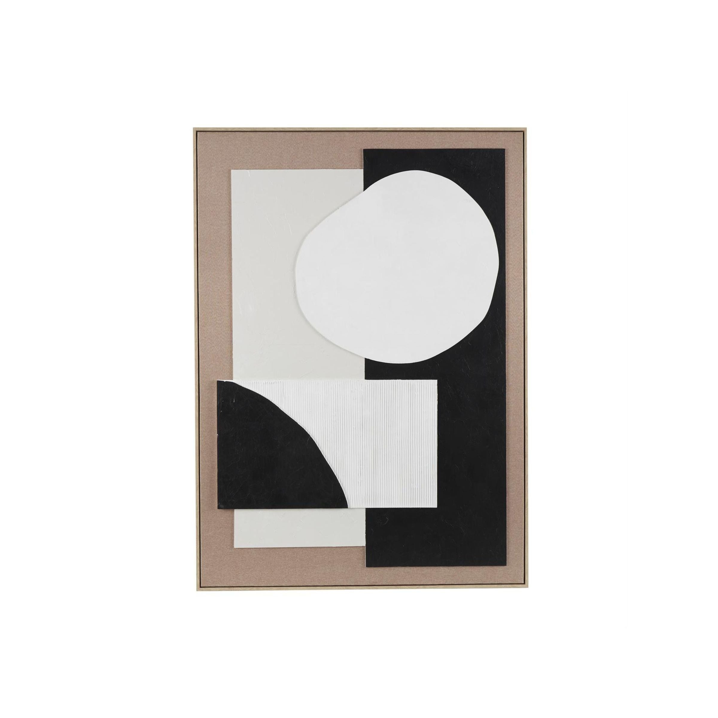 Black, White, and Tan Geo III Framed Wall Art 41"W x 57"H