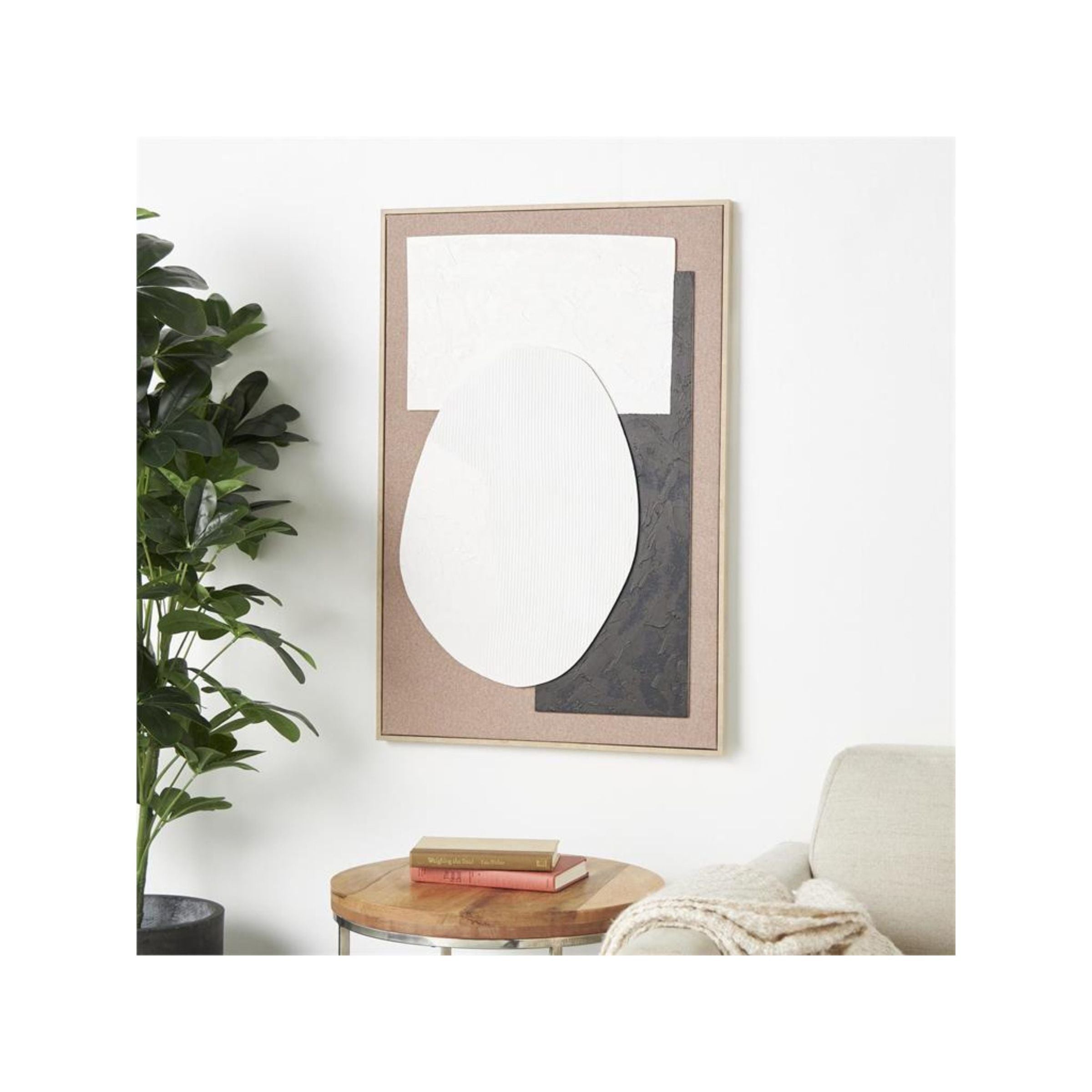 Black, White, and Tan Geo I Framed Wall Art 25"W x 37"H