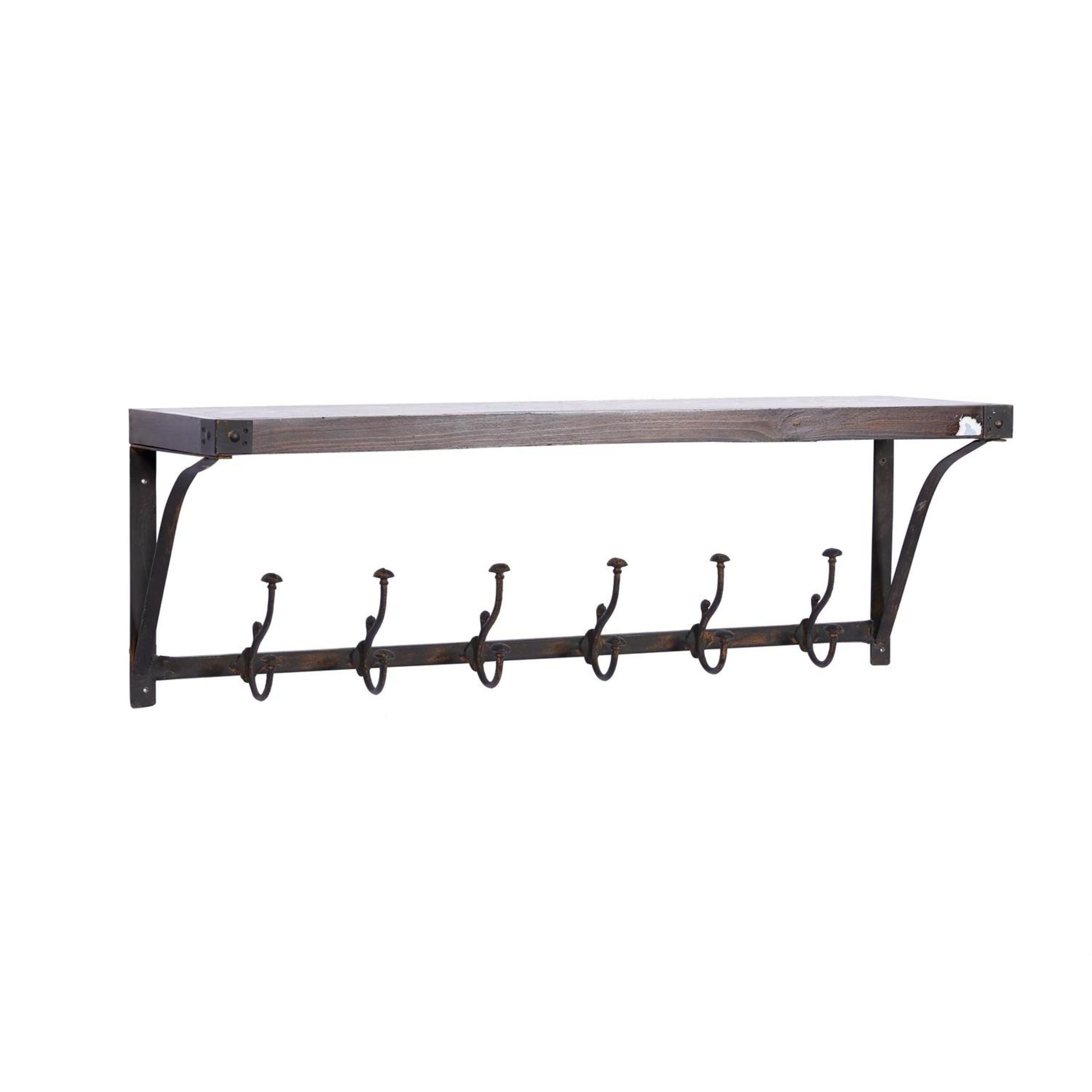Wall Shelf with Hooks 39"W x 13"H