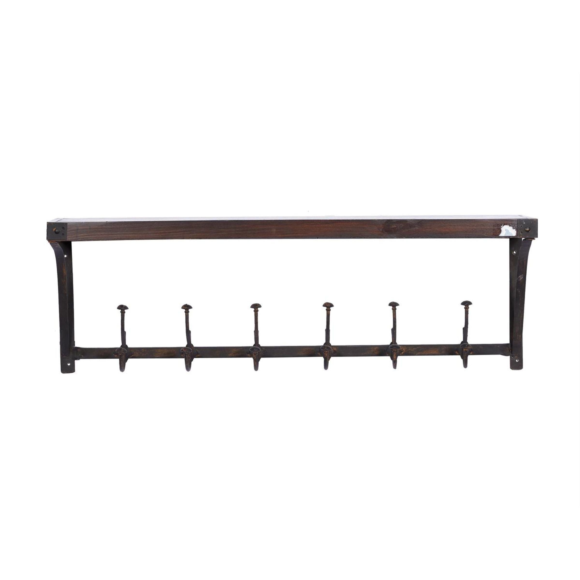 Wall Shelf with Hooks 39"W x 13"H