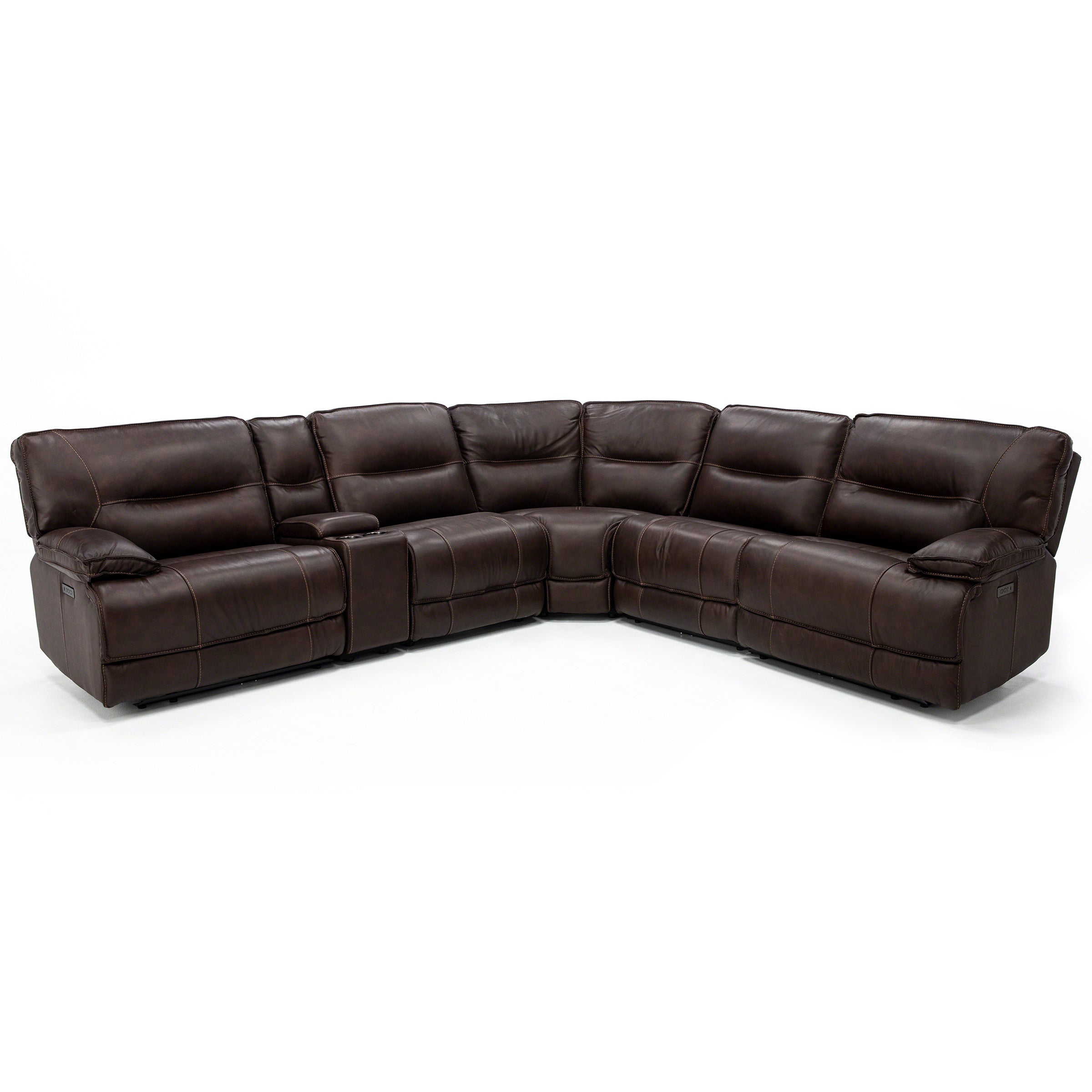 Mustang 6-Pc. Leather Power Headrest Reclining Modular