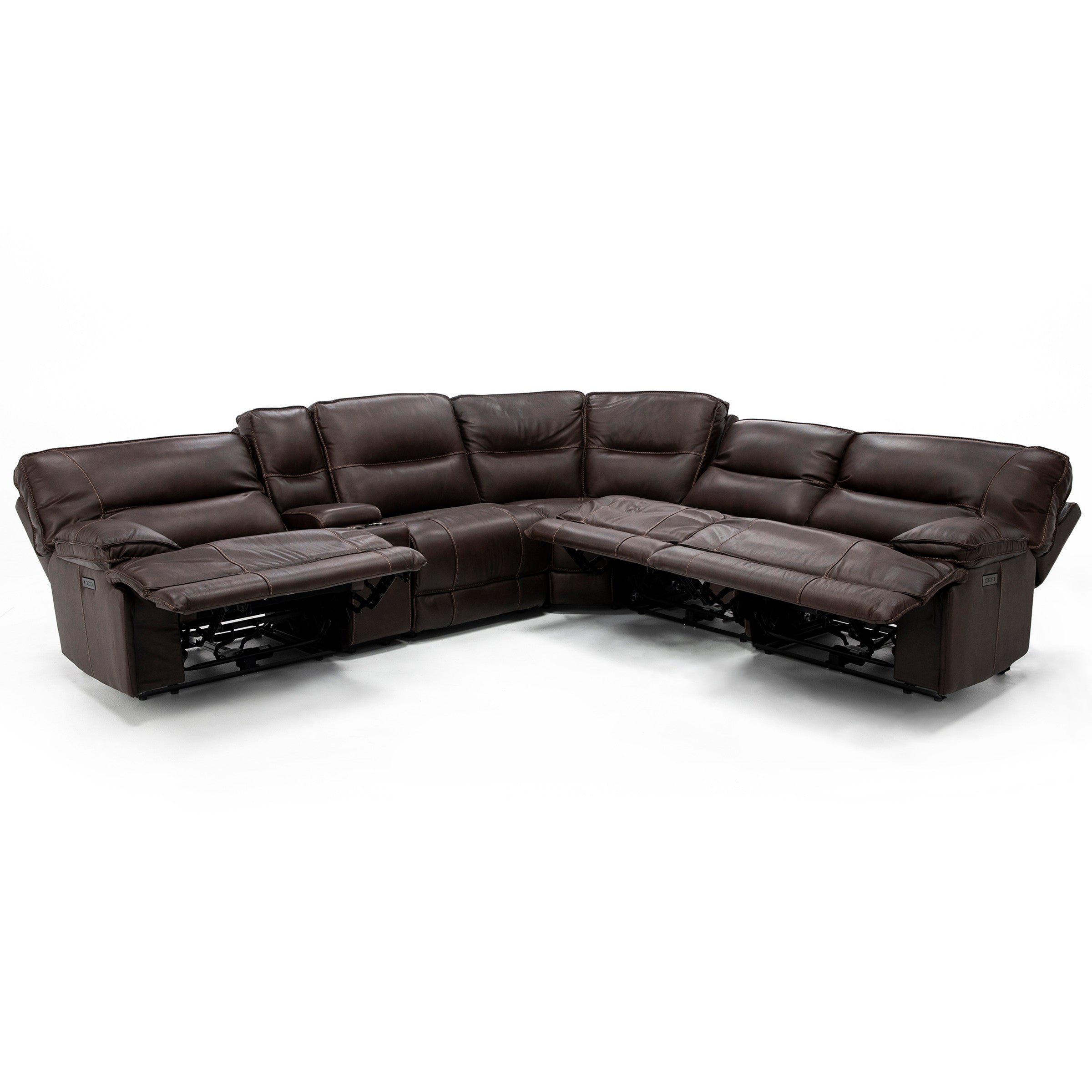 Mustang 6-Pc. Leather Power Headrest Reclining Modular
