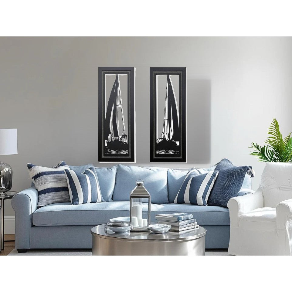 Black Metal Sailboat Cutout II 26"W 50"H