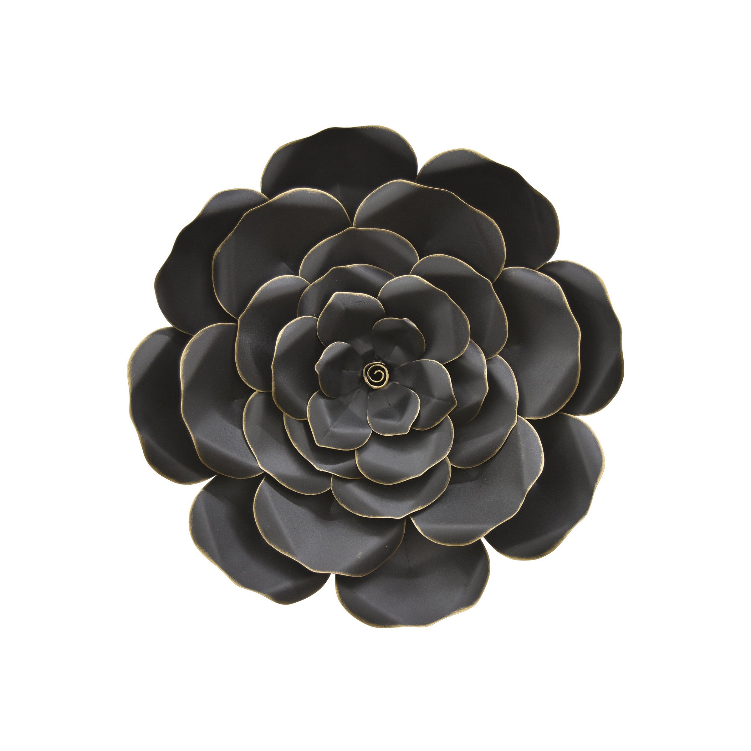 Small Black and Gold Metal Flower Art 18.5" Round