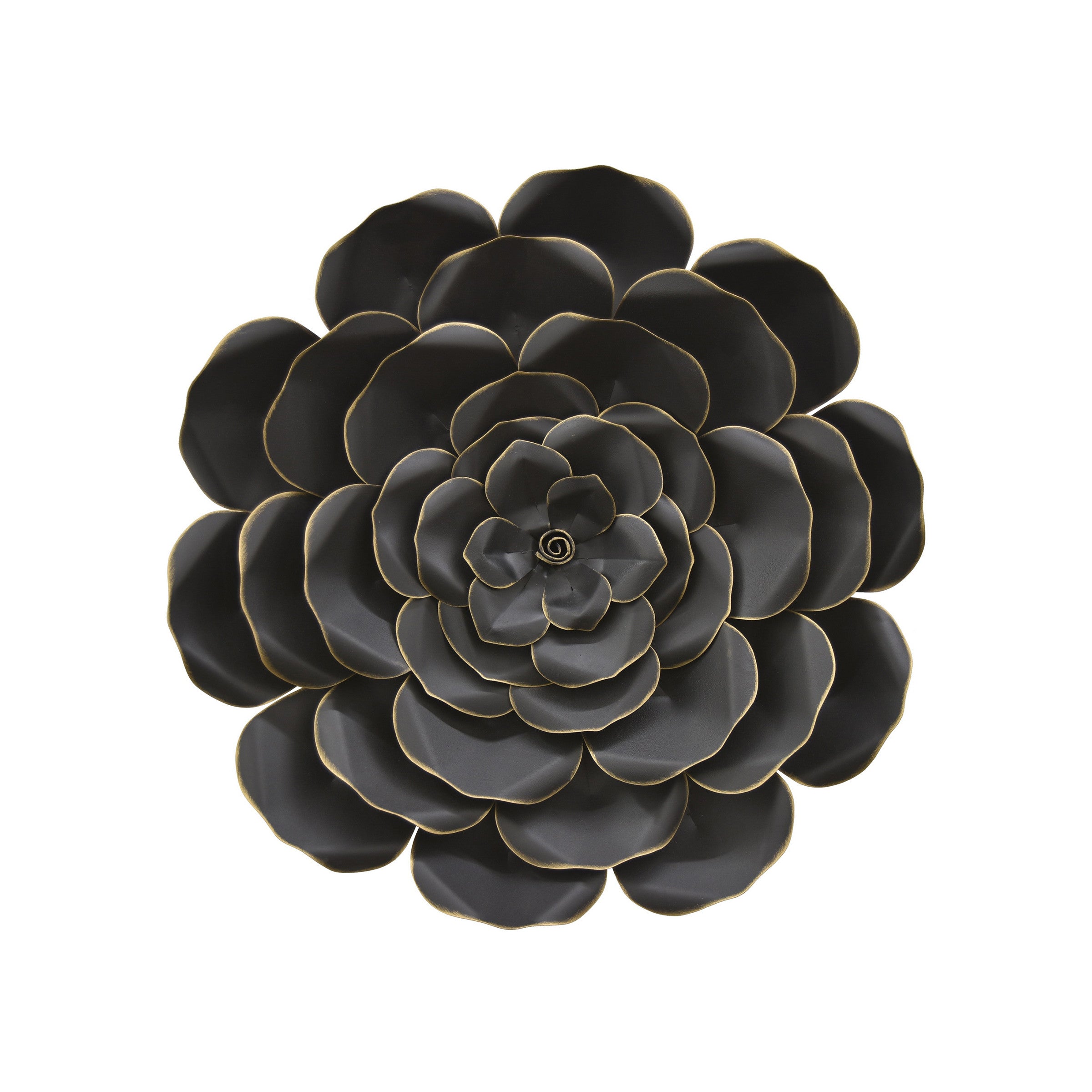 Large Black and Gold Metal Flower Art 22"