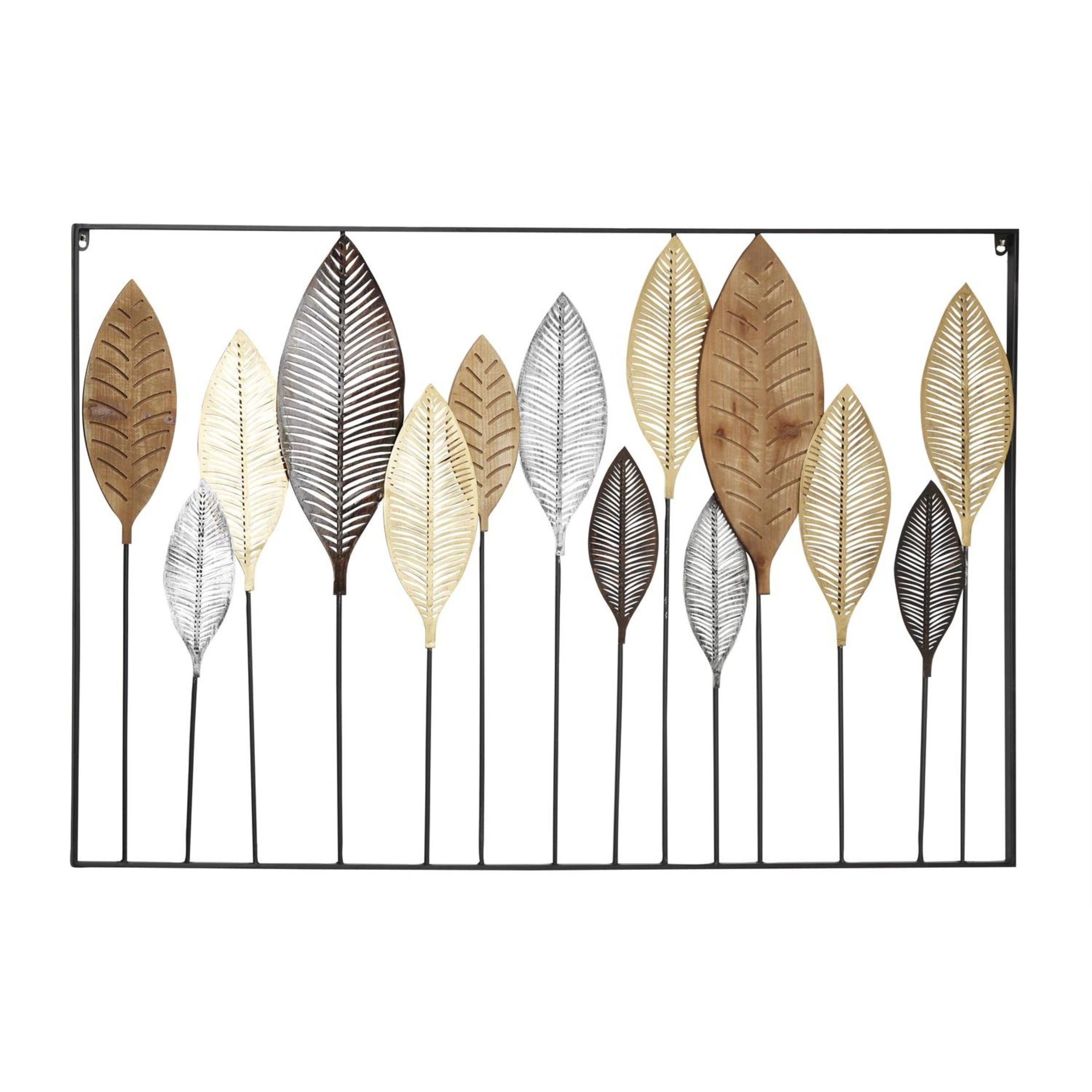 Copper, Gold, and Black Metal Leaves Wall Decor 47"W x 31.5"H
