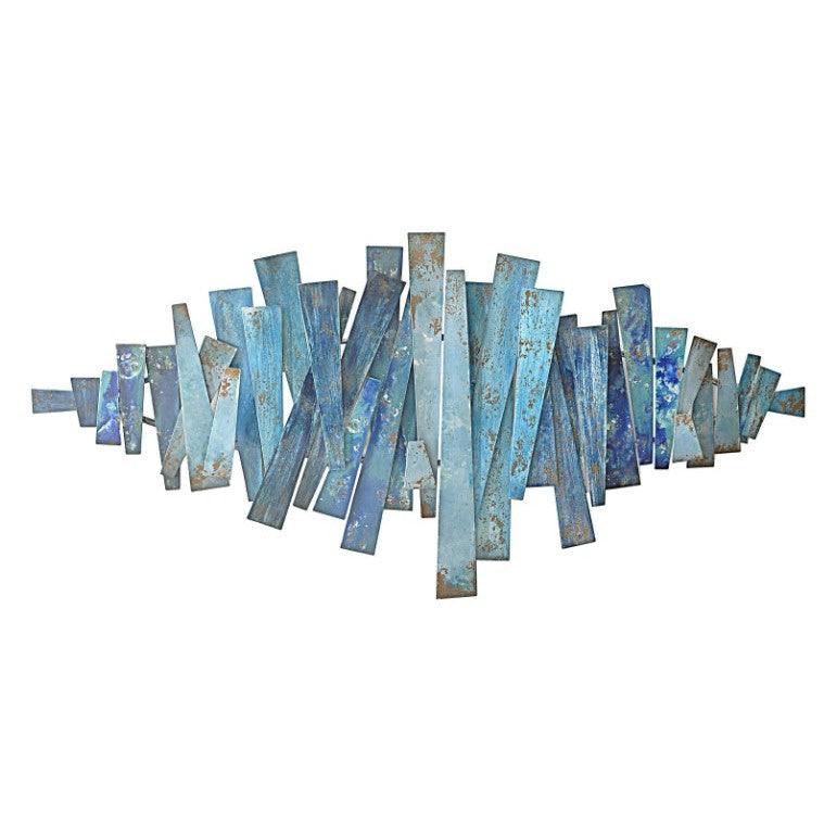 Blue Metal Abstract Wall Art 51"W x 24"H