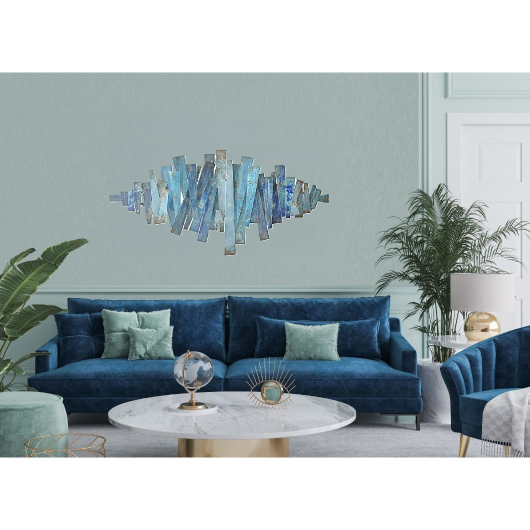 Blue Metal Abstract Wall Art 51"W x 24"H