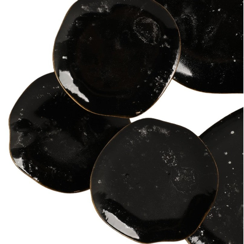 Black and Gold Metal Discs Wall Decor 31"W x 21"H