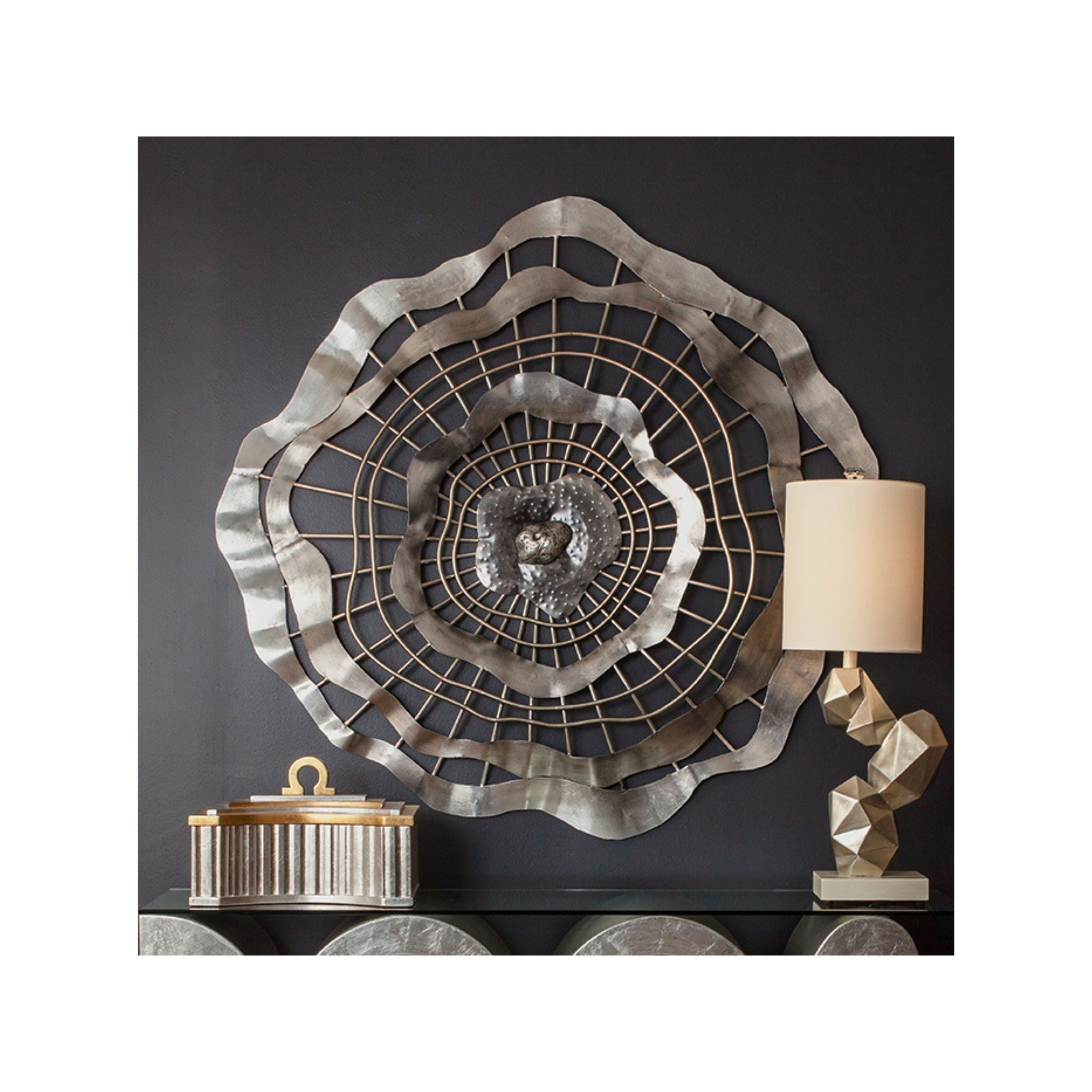 Silver Metal Web Design Wall Decor 52" Round