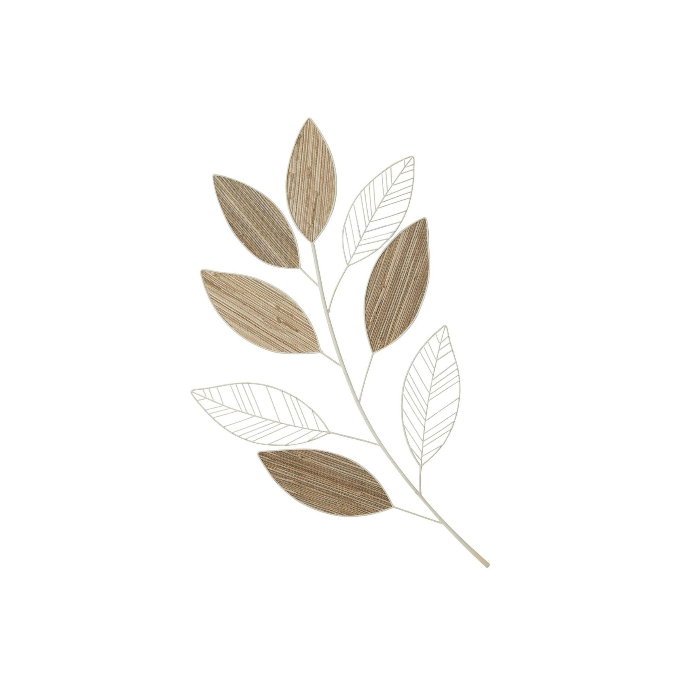 Metal and Wood Brown and Cream Leaves Wall Decor 21"W x 36"H