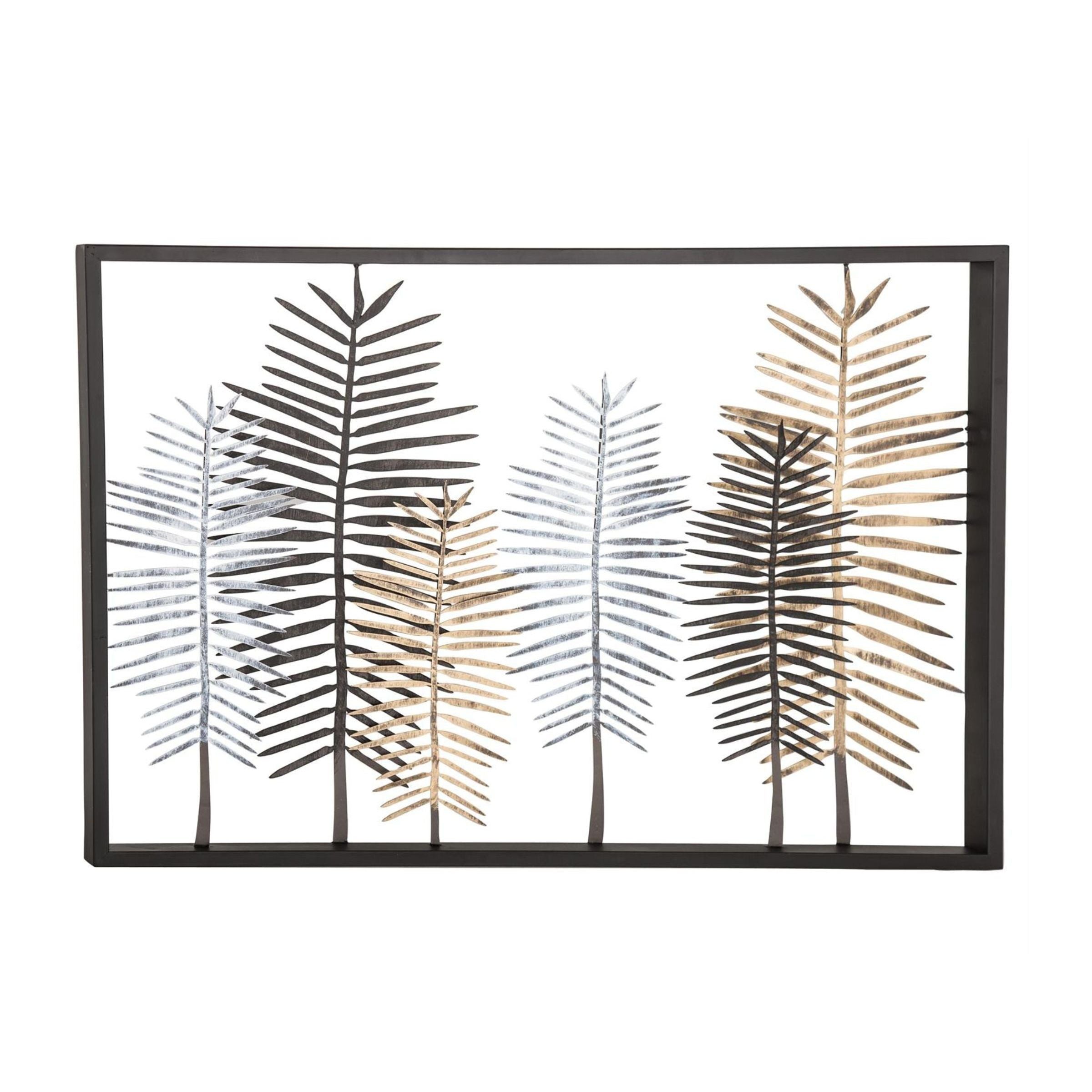 Bronze, Silver, and Gold Metal Feathers Wall Decor 45"W x 30"H