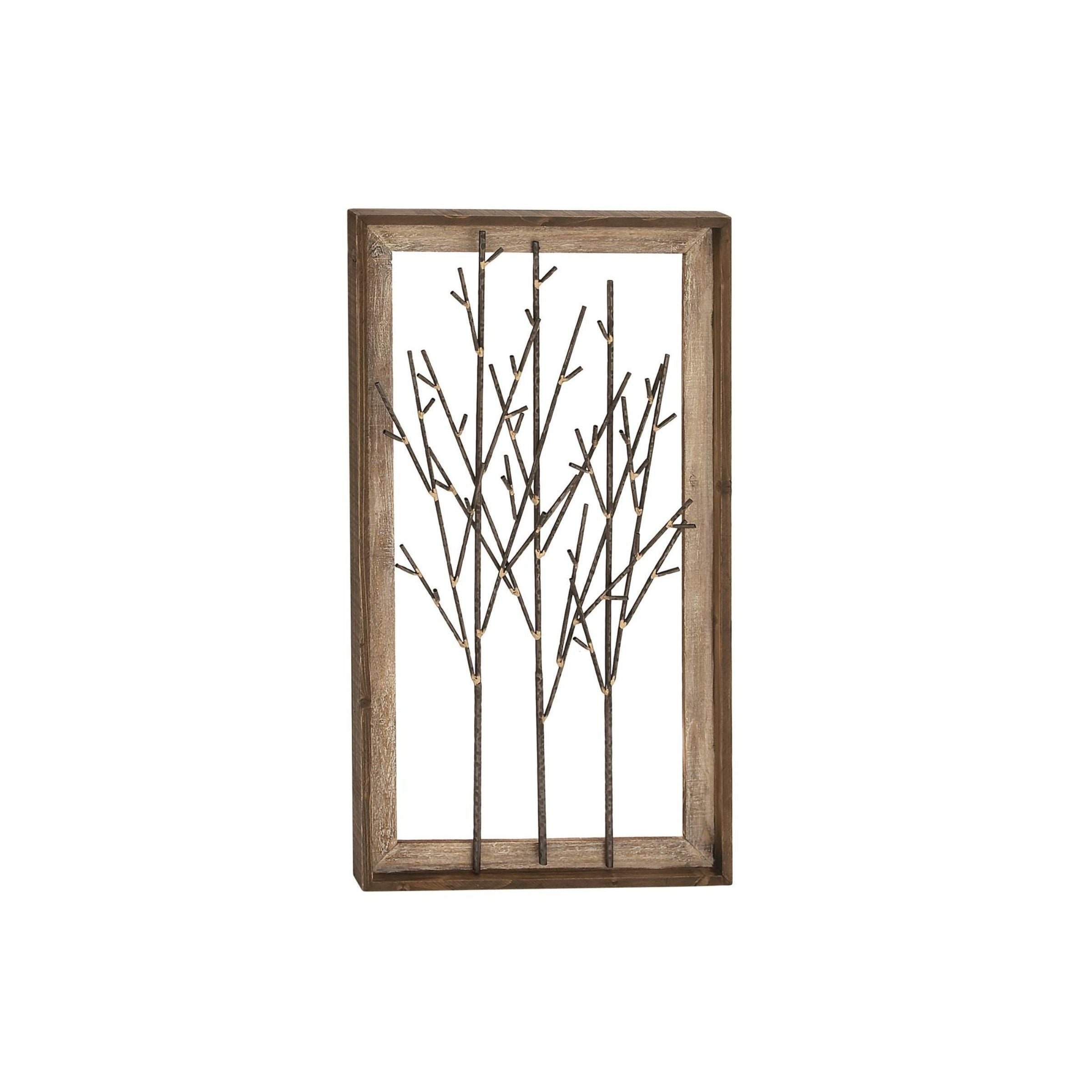 Metal and Wood Trees Wall Decor 20"W x 36"H