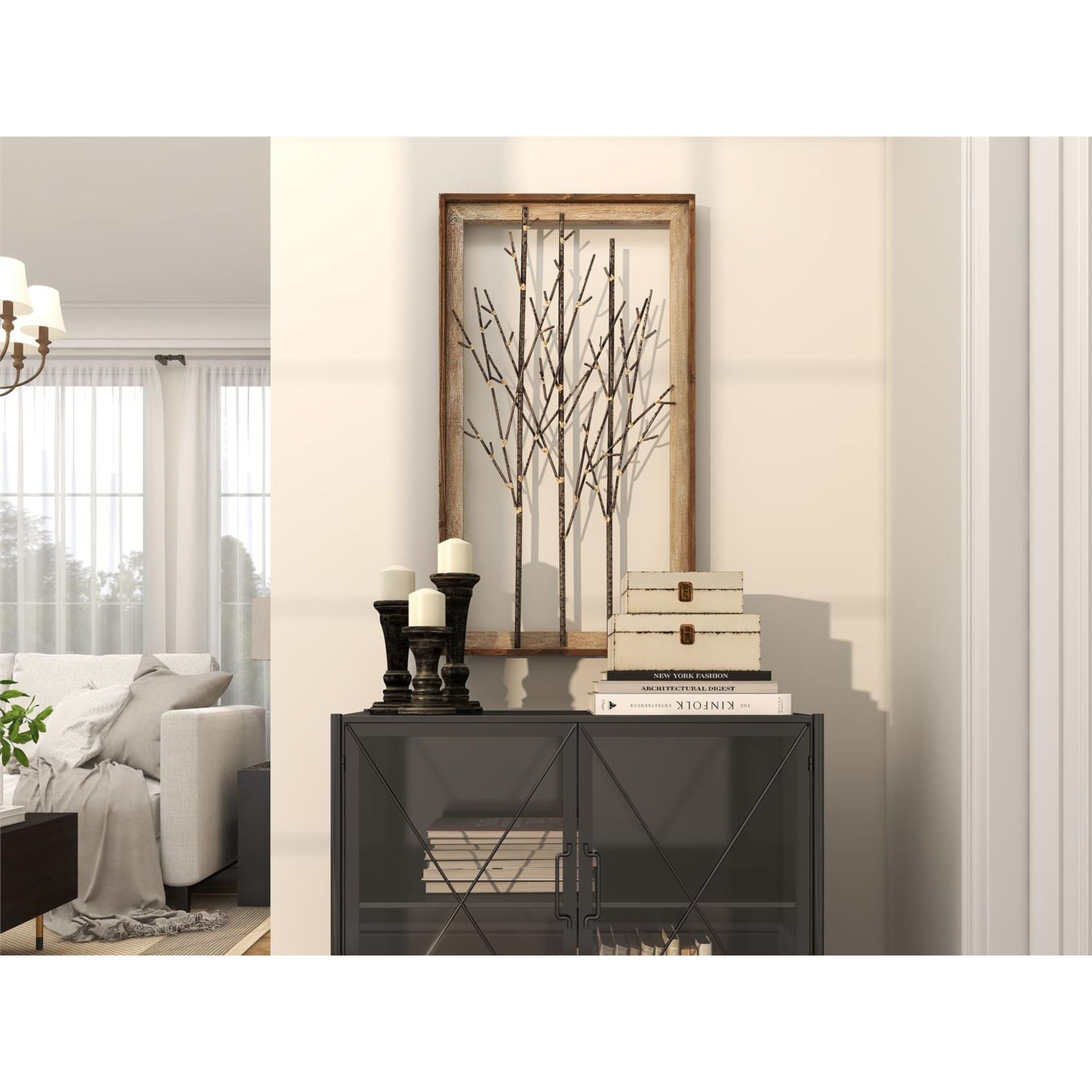 Metal and Wood Trees Wall Decor 20"W x 36"H