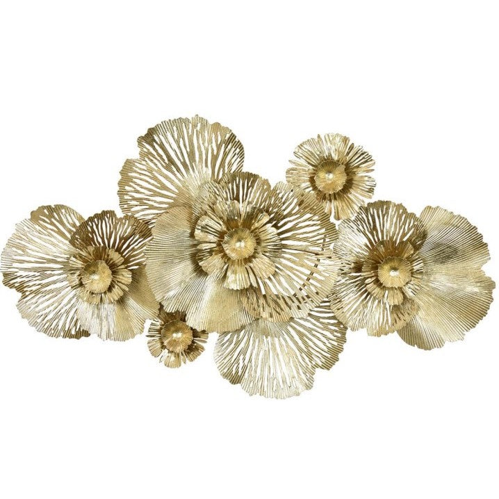 Gold Metal Flower Wall Sculpture 45"W x 26"H