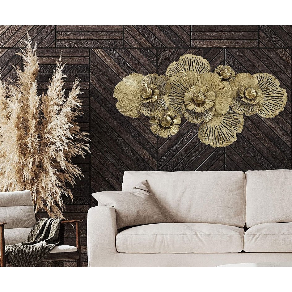 Gold Metal Flower Wall Sculpture 45"W x 26"H