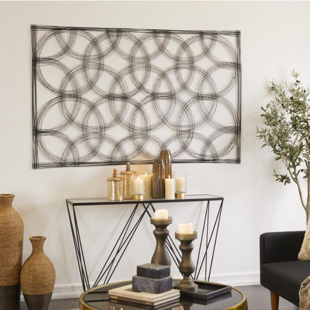 Black Metal Circles Wall Decor 44"W x 68"H