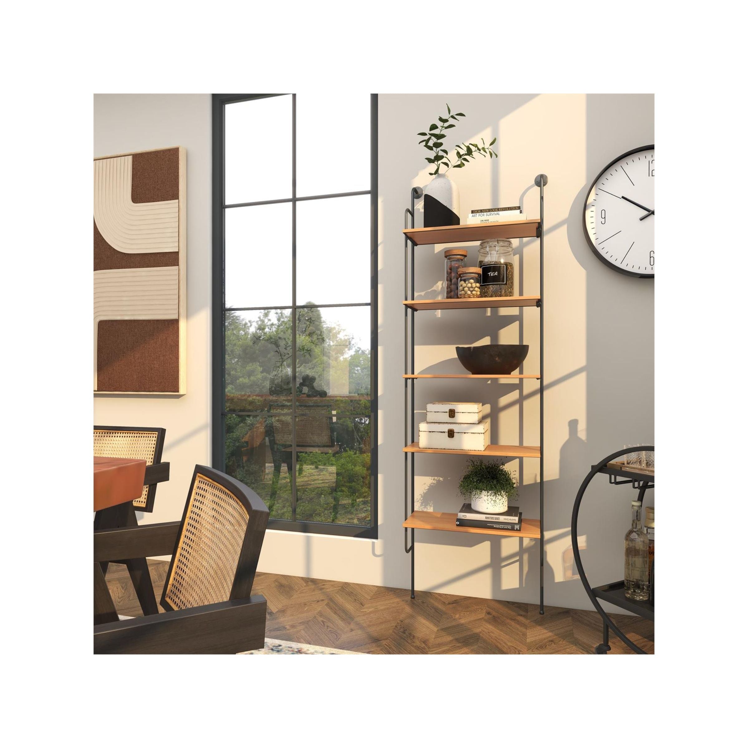 Metal and Wood Wall Shelf 23"W x 71"H